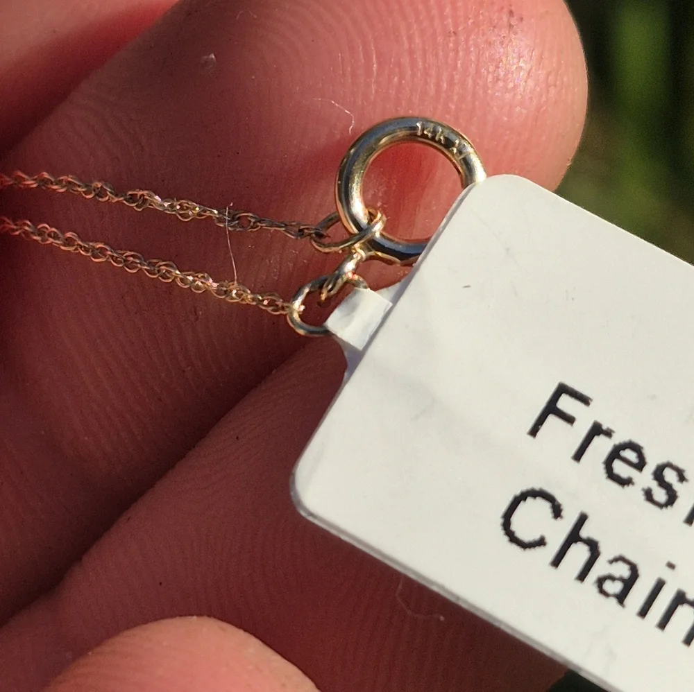 14K Gold Freshwater Pearl Chain Necklace - Picture 2 of 4